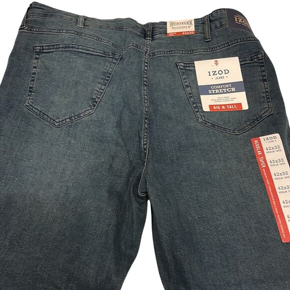 NWT IZOD Big & Tall Stretch Regular Taper Jeans Size 42x32 Cielo Blue Color - Picture 6 of 6
